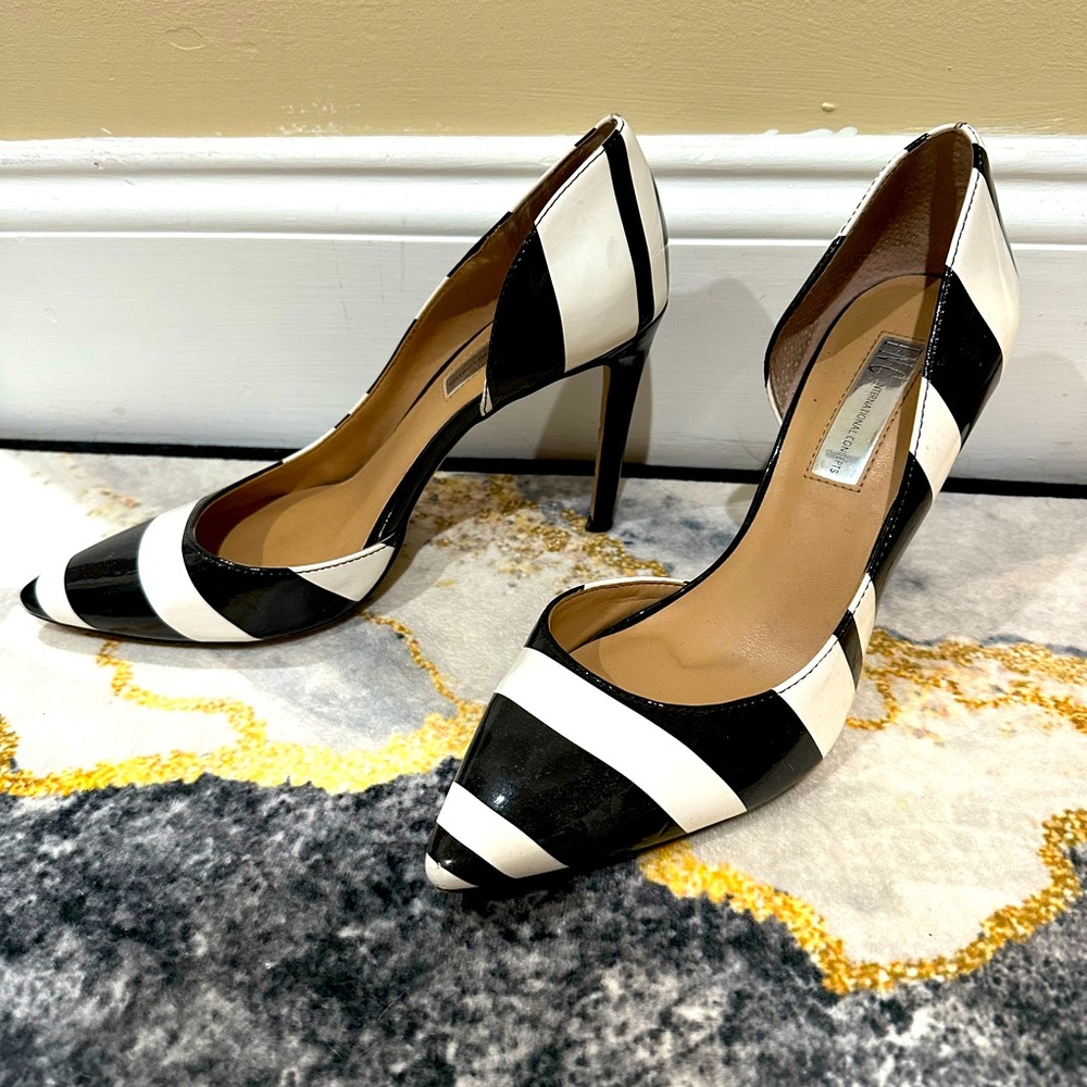 Striped Black and white heels